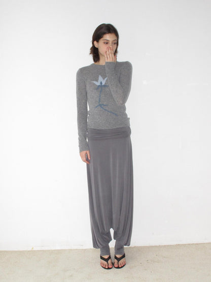Mito de dar Mist Gray Double Layer Pleated Wide Leg Women&