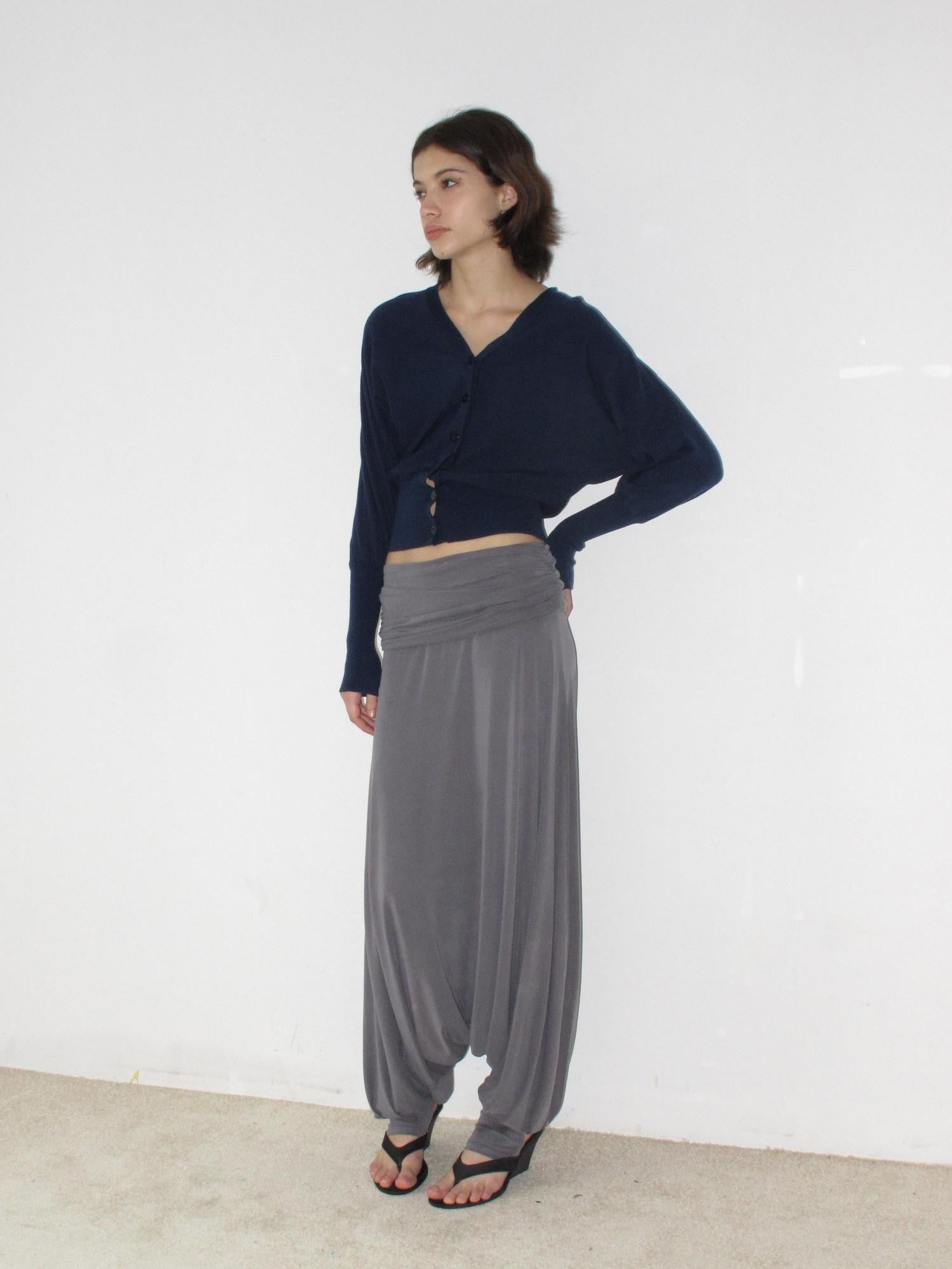 Mito de dar Mist Gray Double Layer Pleated Wide Leg Women&