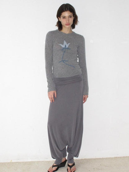 Mito de dar Mist Gray Double Layer Pleated Wide Leg Women&