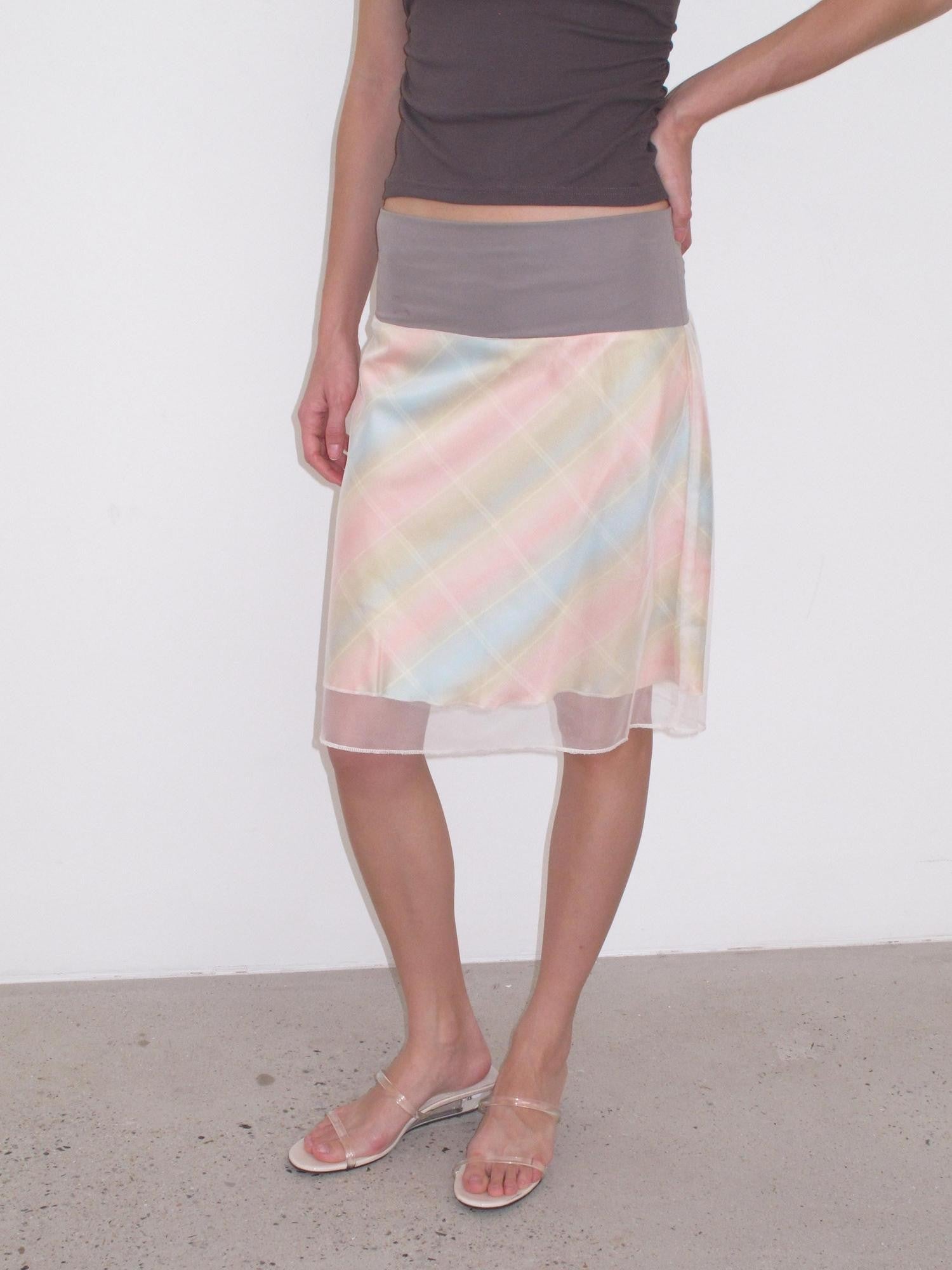 Mito de dar Misty Sheer Colorful Plaid Patchwork Knit Women&