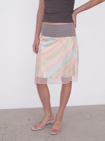 Mito de dar Misty Sheer Colorful Plaid Patchwork Knit Women&