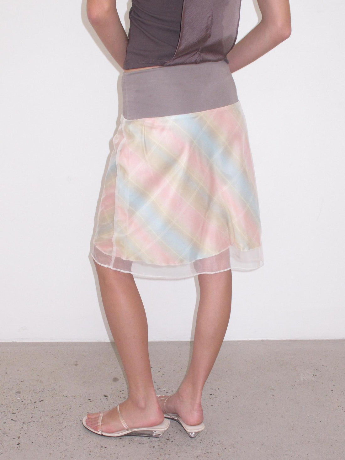 Mito de dar Misty Sheer Colorful Plaid Patchwork Knit Women&