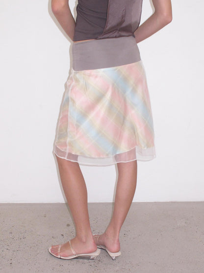 Mito de dar Misty Sheer Colorful Plaid Patchwork Knit Women&