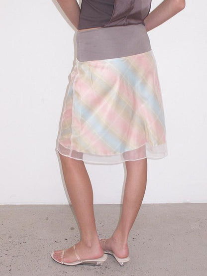 Mito de dar Misty Sheer Colorful Plaid Patchwork Knit Women&
