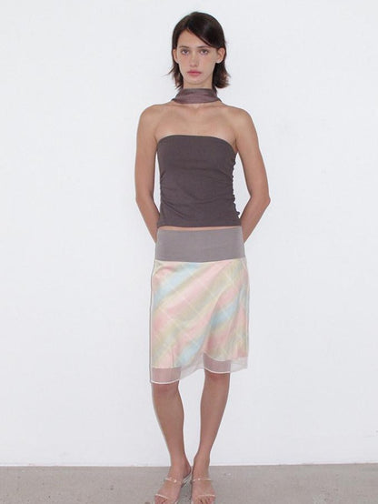 Mito de dar Mocha Brown Backless Halter Waist Cinch Knit Women&