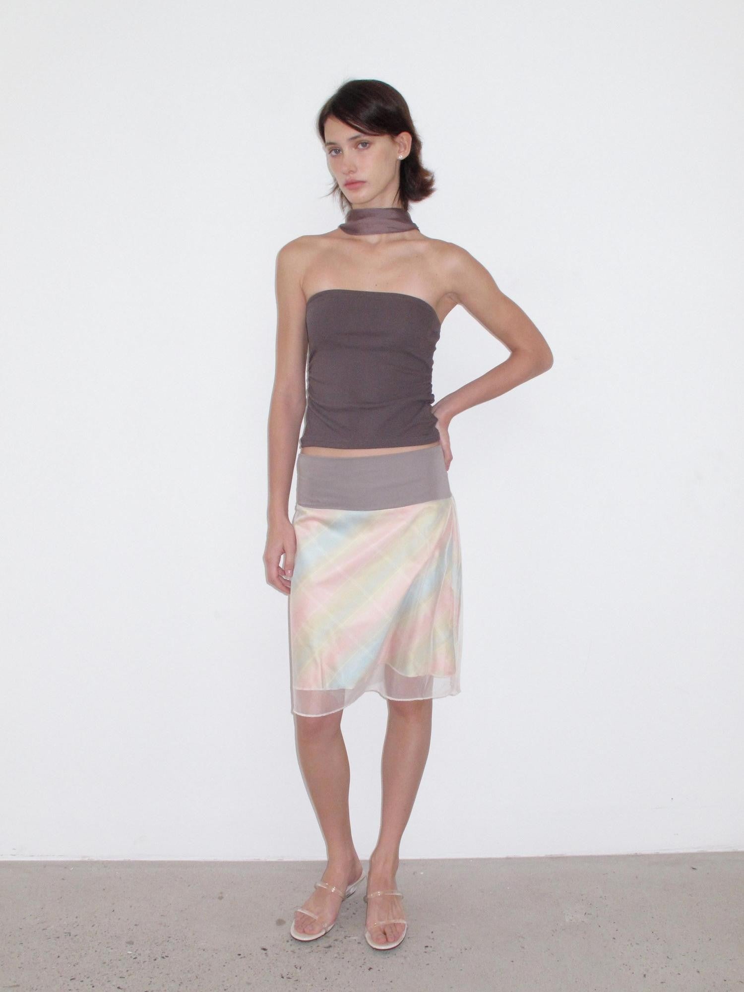 Mito de dar Mocha Brown Backless Halter Waist Cinch Knit Women&