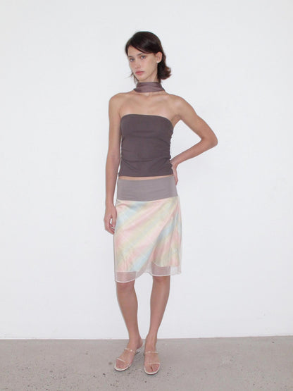 Mito de dar Mocha Brown Backless Halter Waist Cinch Knit Women&