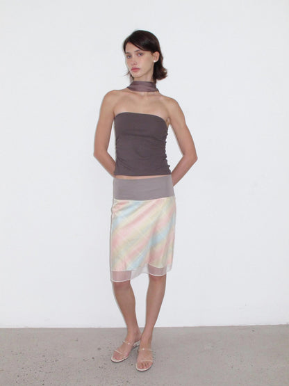 Mito de dar Mocha Brown Backless Halter Waist Cinch Knit Women&