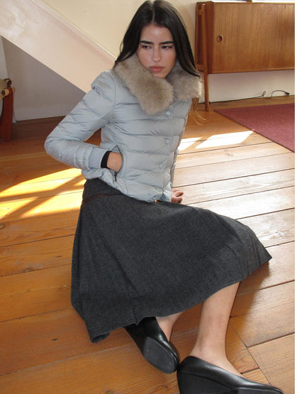 Mito de dar Quilted Waist Cinch Asymmetric Button Blue Women&