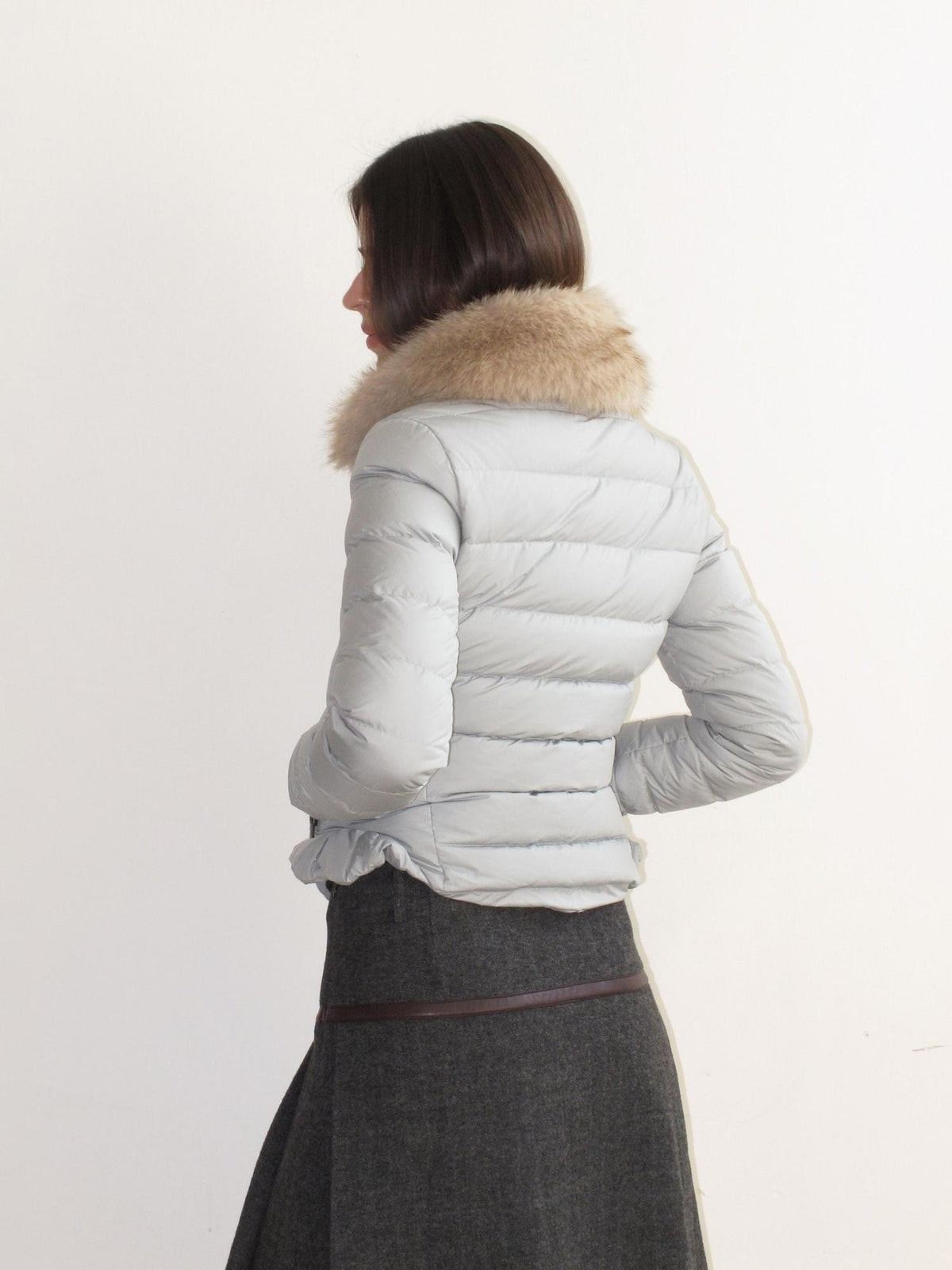Mito de dar Quilted Waist Cinch Asymmetric Button Blue Women&