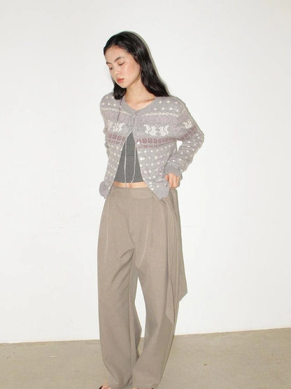 Mito de dar Rabbit Hair Fair Isle Polkadot Knitted Cardigan