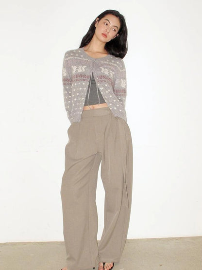 Mito de dar Rabbit Hair Fair Isle Polkadot Knitted Cardigan