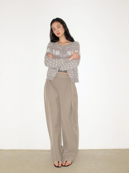 Mito de dar Rabbit Hair Fair Isle Polkadot Knitted Cardigan