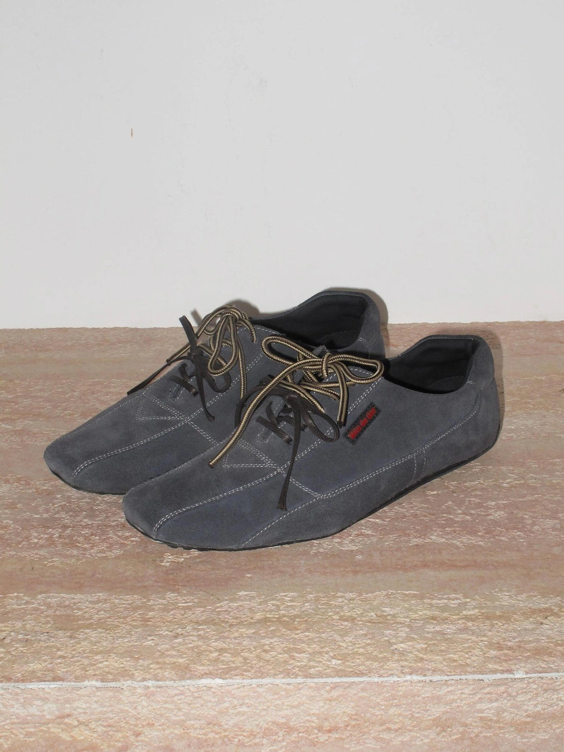 Retro Suede Leather Double Lace Up Bowling Sneakers