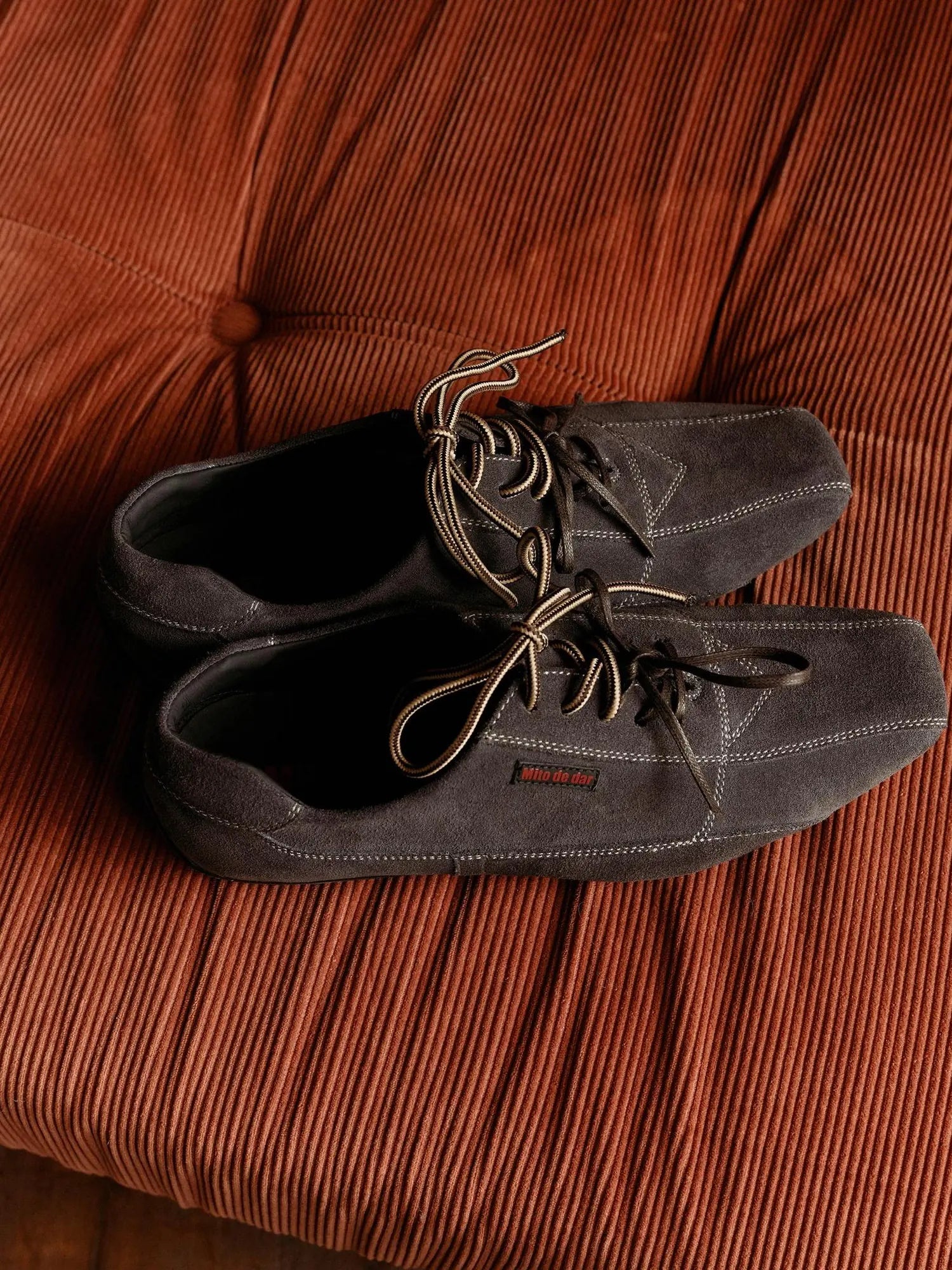 Retro Suede Leather Double Lace Up Bowling Sneakers