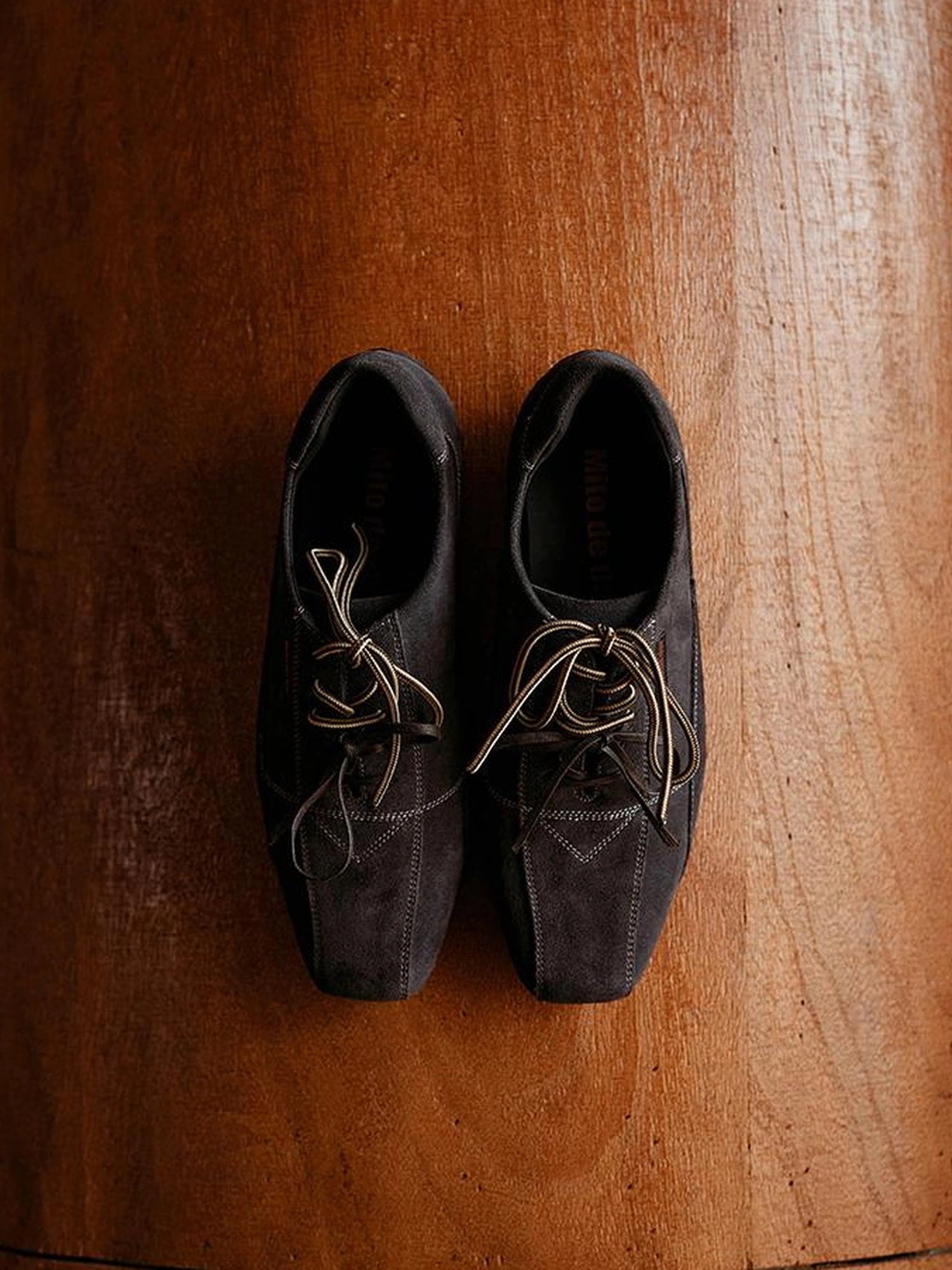 Retro Suede Leather Double Lace Up Bowling Sneakers
