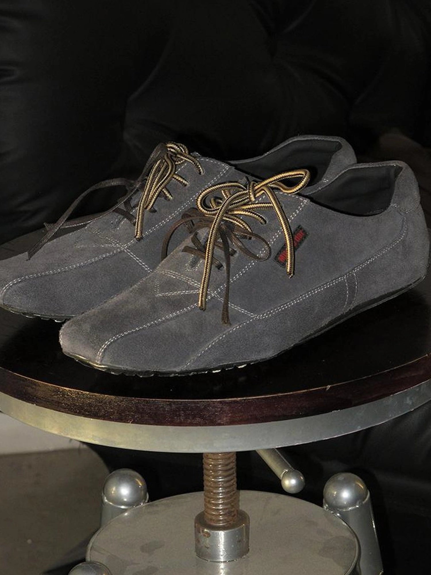 Retro Suede Leather Double Lace Up Bowling Sneakers