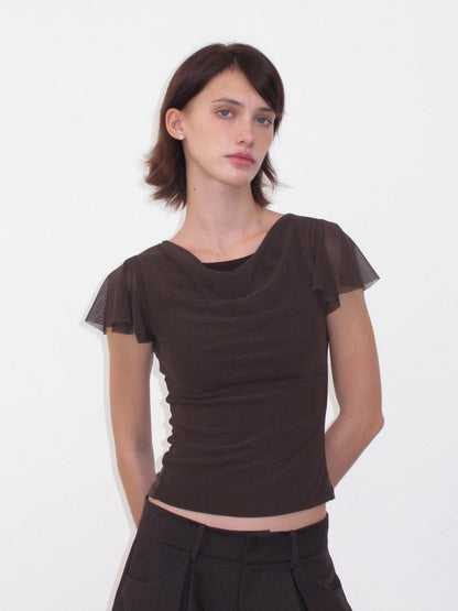 Mito de dar Round Neck Flutter Sleeve Slim Women&