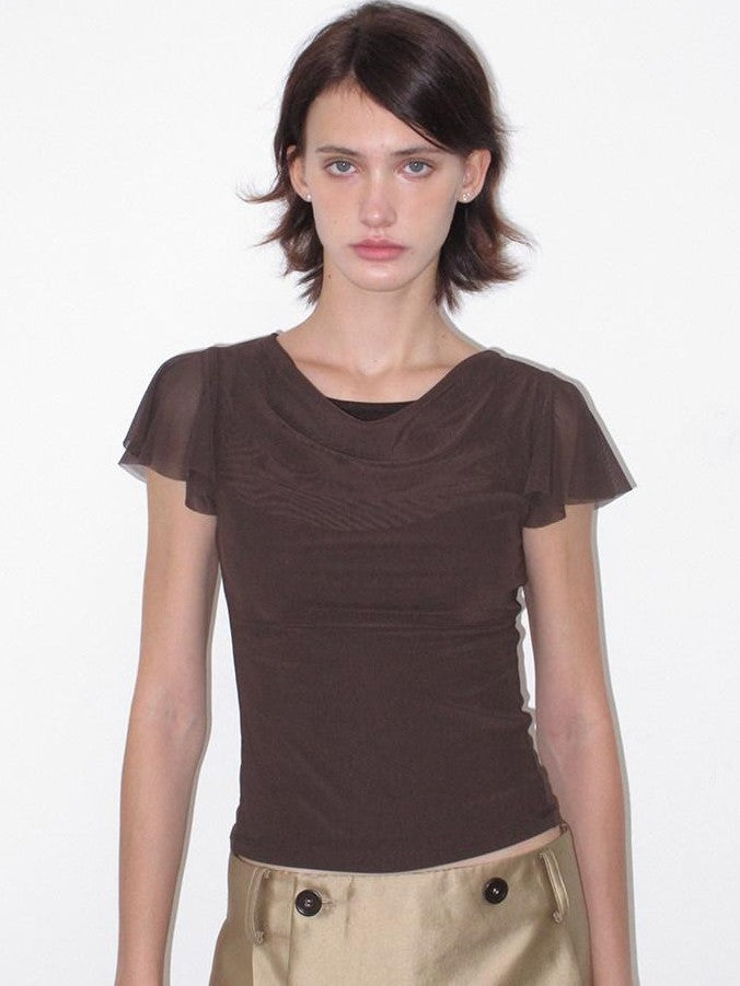 Mito de dar Round Neck Flutter Sleeve Slim Women&