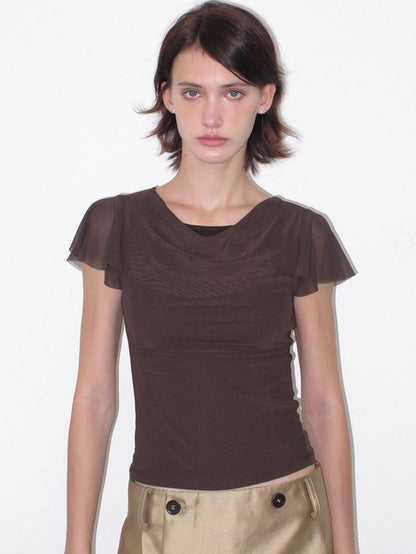 Mito de dar Round Neck Flutter Sleeve Slim Women&