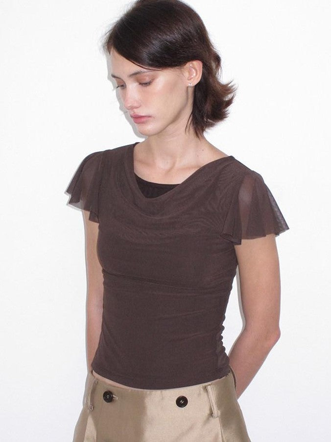 Mito de dar Round Neck Flutter Sleeve Slim Women&