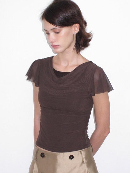 Mito de dar Round Neck Flutter Sleeve Slim Women&