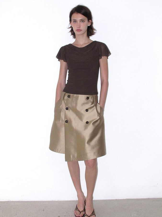 Mito de dar Round Neck Flutter Sleeve Slim Women&