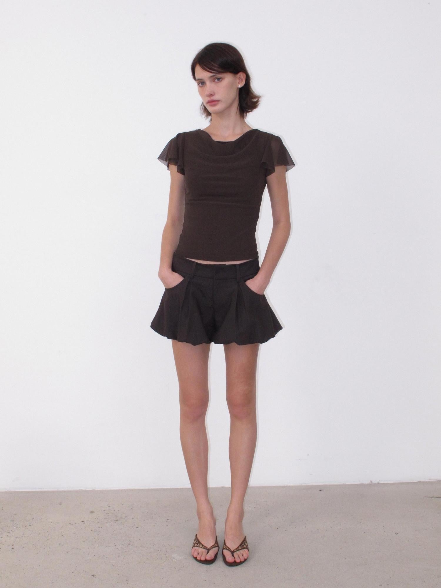 Mito de dar Round Neck Flutter Sleeve Slim Women&
