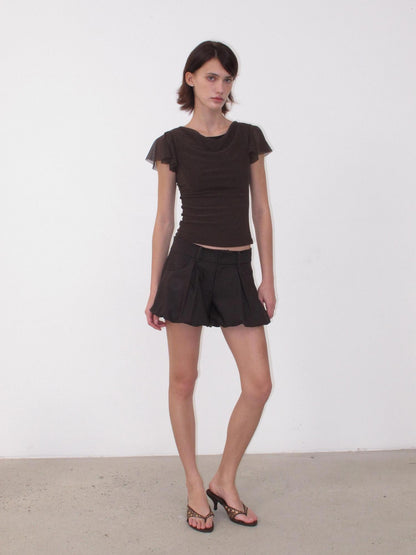 Mito de dar Round Neck Flutter Sleeve Slim Women&