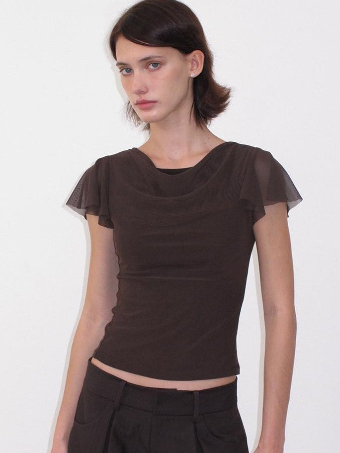 Mito de dar Round Neck Flutter Sleeve Slim Women&
