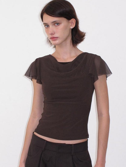 Mito de dar Round Neck Flutter Sleeve Slim Women&