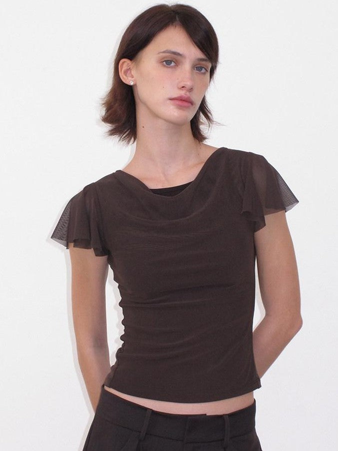 Mito de dar Round Neck Flutter Sleeve Slim Women&