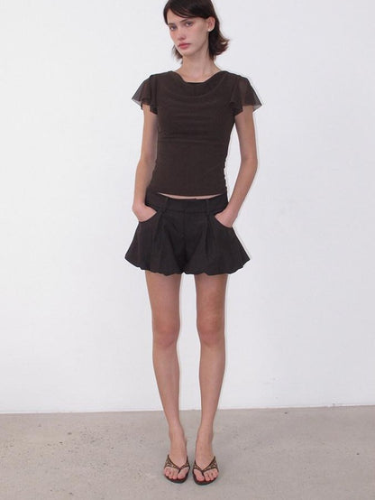 Mito de dar Round Neck Flutter Sleeve Slim Women&