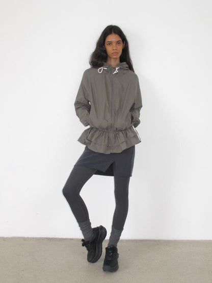 Mito de dar Ruffle Hem Drawstring Hooded Upf50+ Lightweight Women&