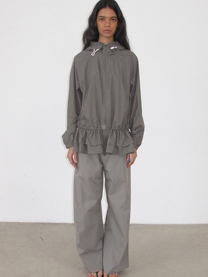 Mito de dar Ruffle Hem Drawstring Hooded Upf50+ Lightweight Women&