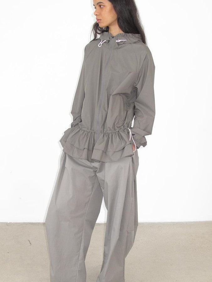 Mito de dar Ruffle Hem Drawstring Hooded Upf50+ Lightweight Women&