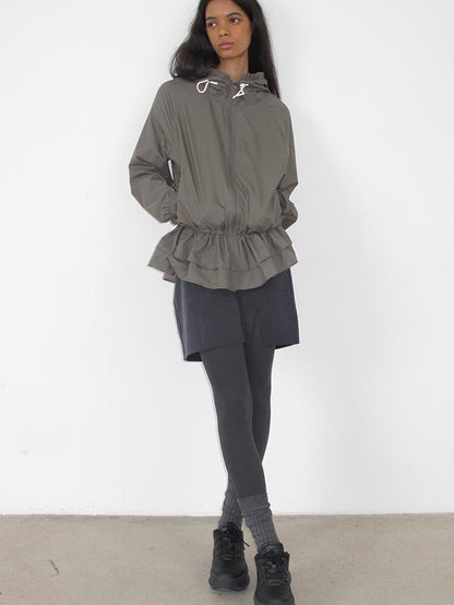Mito de dar Ruffle Hem Drawstring Hooded Upf50+ Lightweight Women&