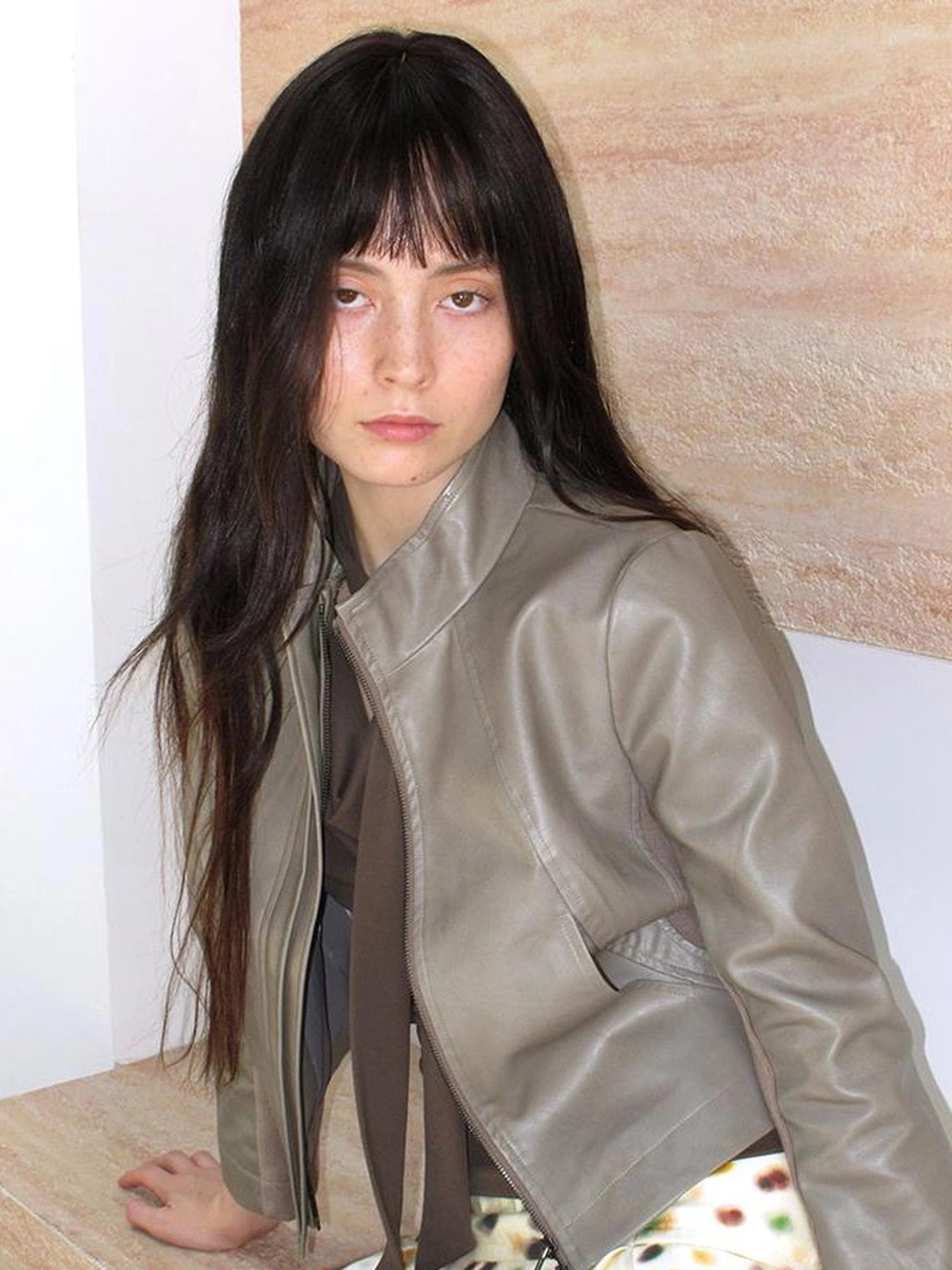 Seven Sleeve Cropped Waist Defining Pu Jacket