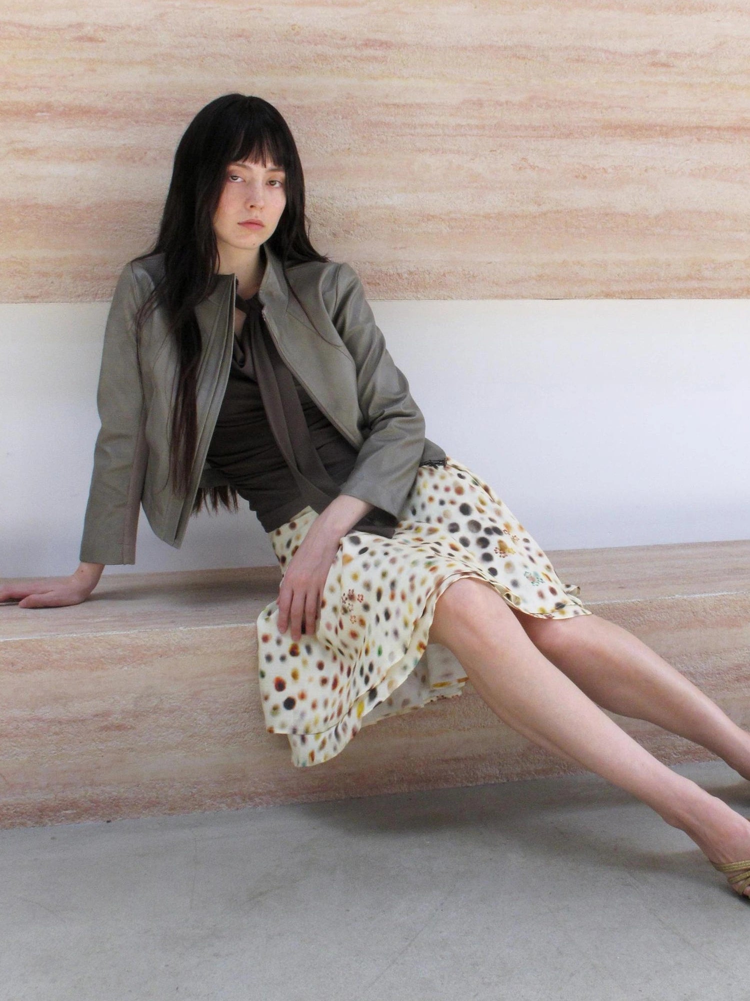 Seven Sleeve Cropped Waist Defining Pu Jacket
