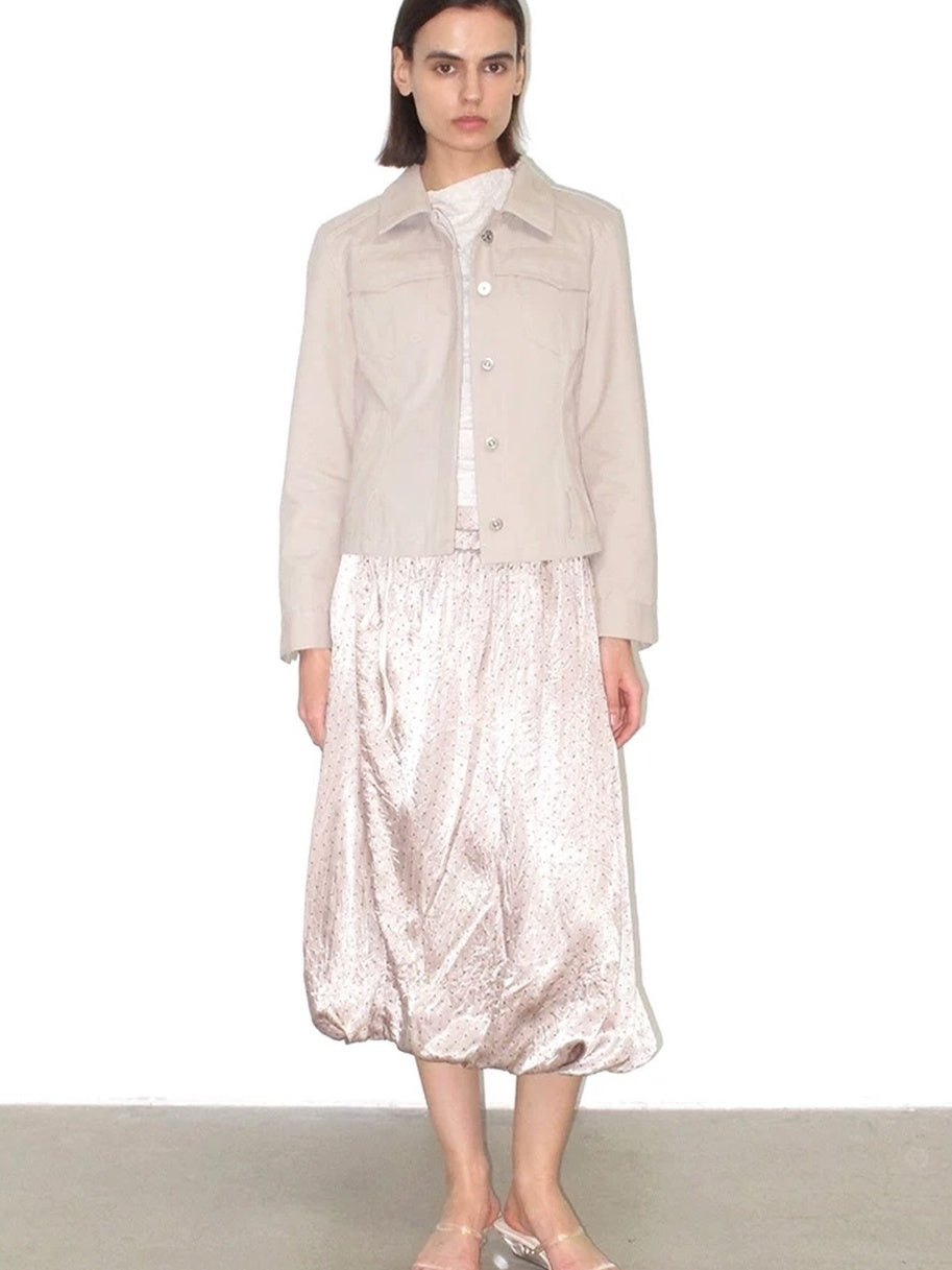 Mito de dar Shape Retaining Modal Casual Slim Tie Waist Women Cropped Button Jacket