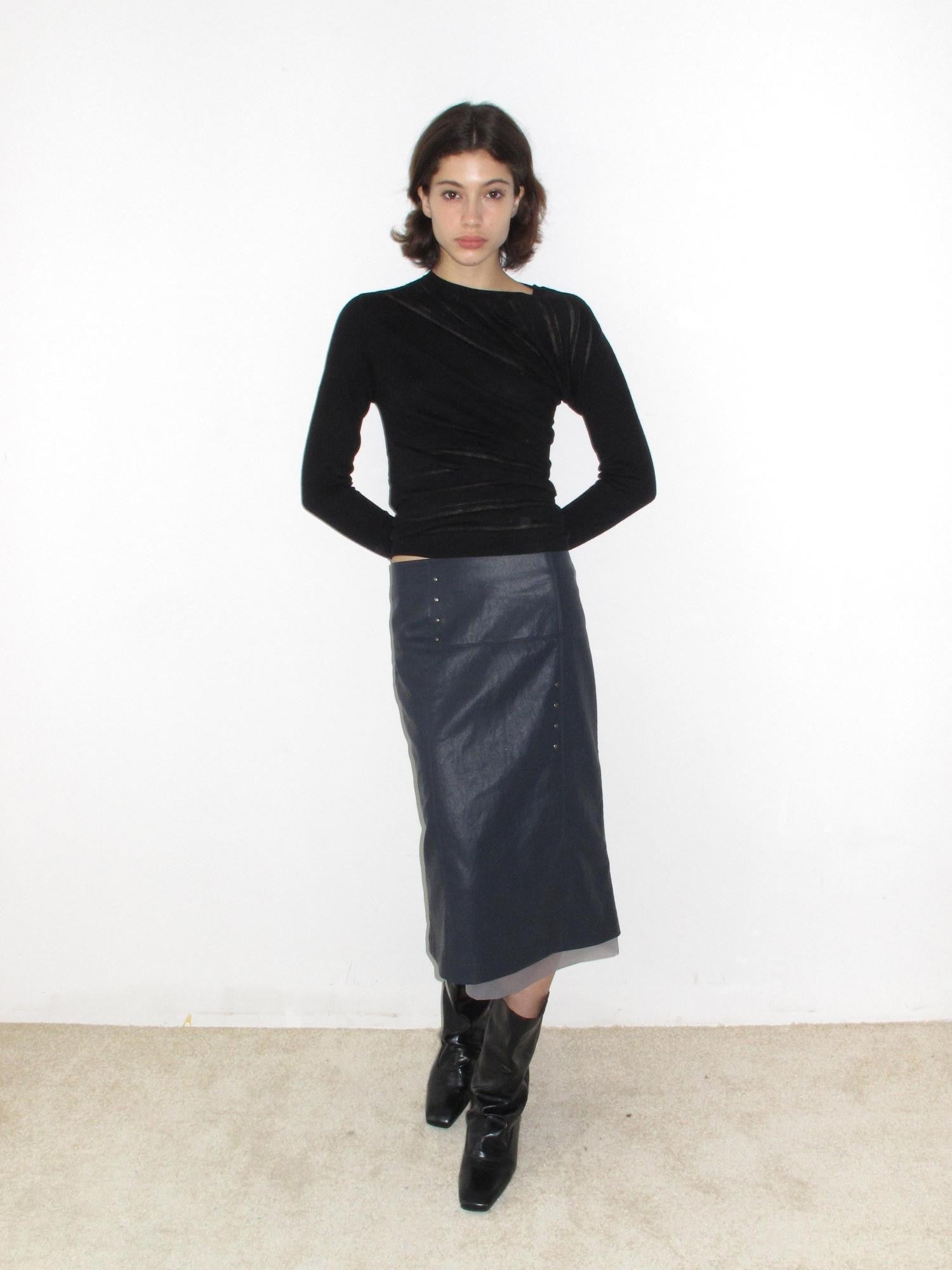 Mito de dar Sheer Diagonal Stripe Asymmetric Women&