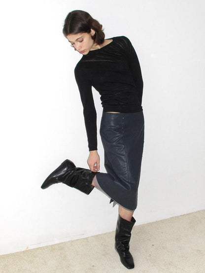 Mito de dar Sheer Diagonal Stripe Asymmetric Women&