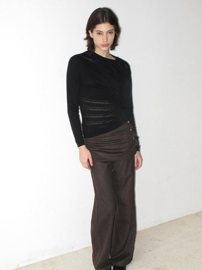 Mito de dar Sheer Diagonal Stripe Asymmetric Women&