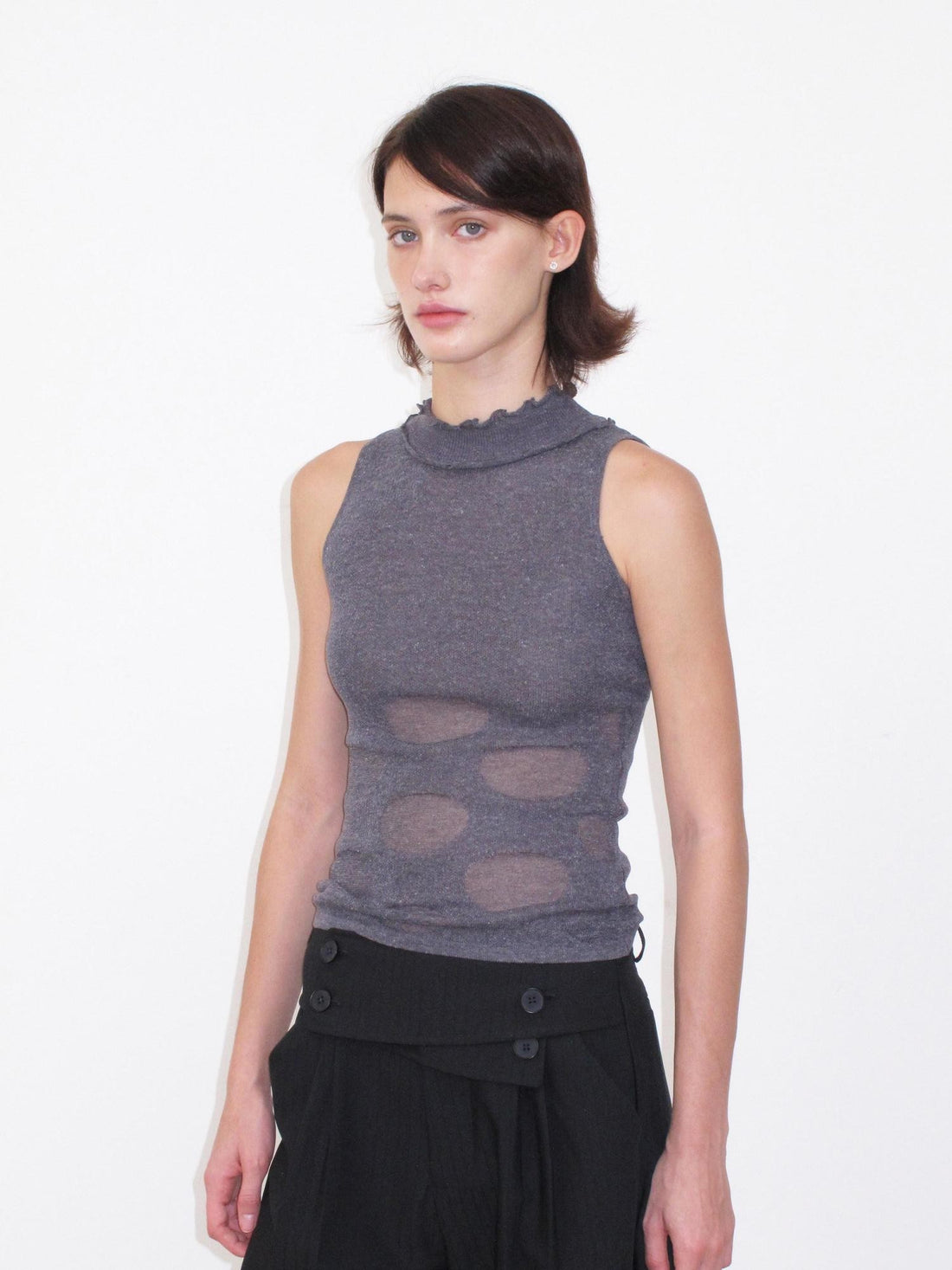 Mito de dar Sheer Polka Dot Knitted Waist Shaping Side Coverage Women&