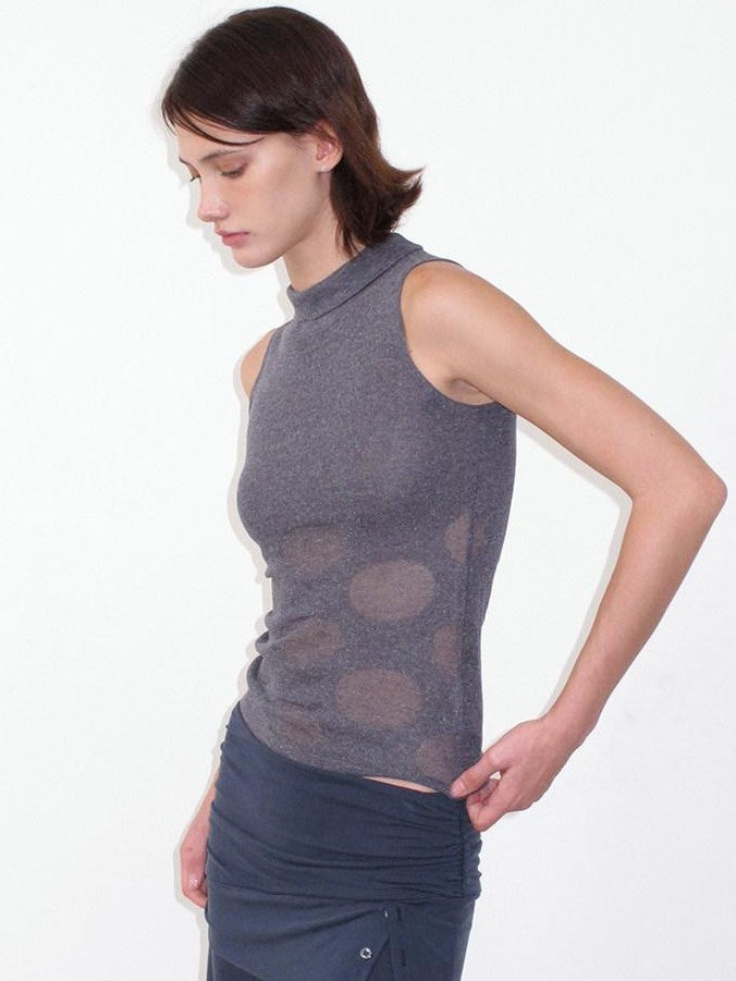 Mito de dar Sheer Polka Dot Knitted Waist Shaping Side Coverage Women&