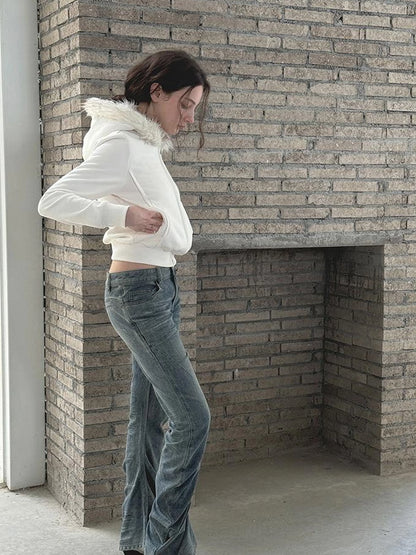 Mito de dar Short Slim Fit Hooded Fur Hoodie