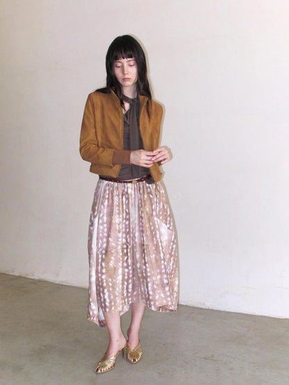 Mito de dar Short Stand Collar Suede Jacket With Ribbed Cuffs