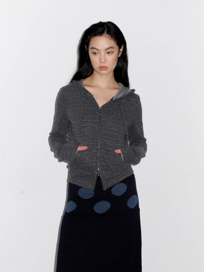 Mito de dar Short Striped Hooded Cardigan