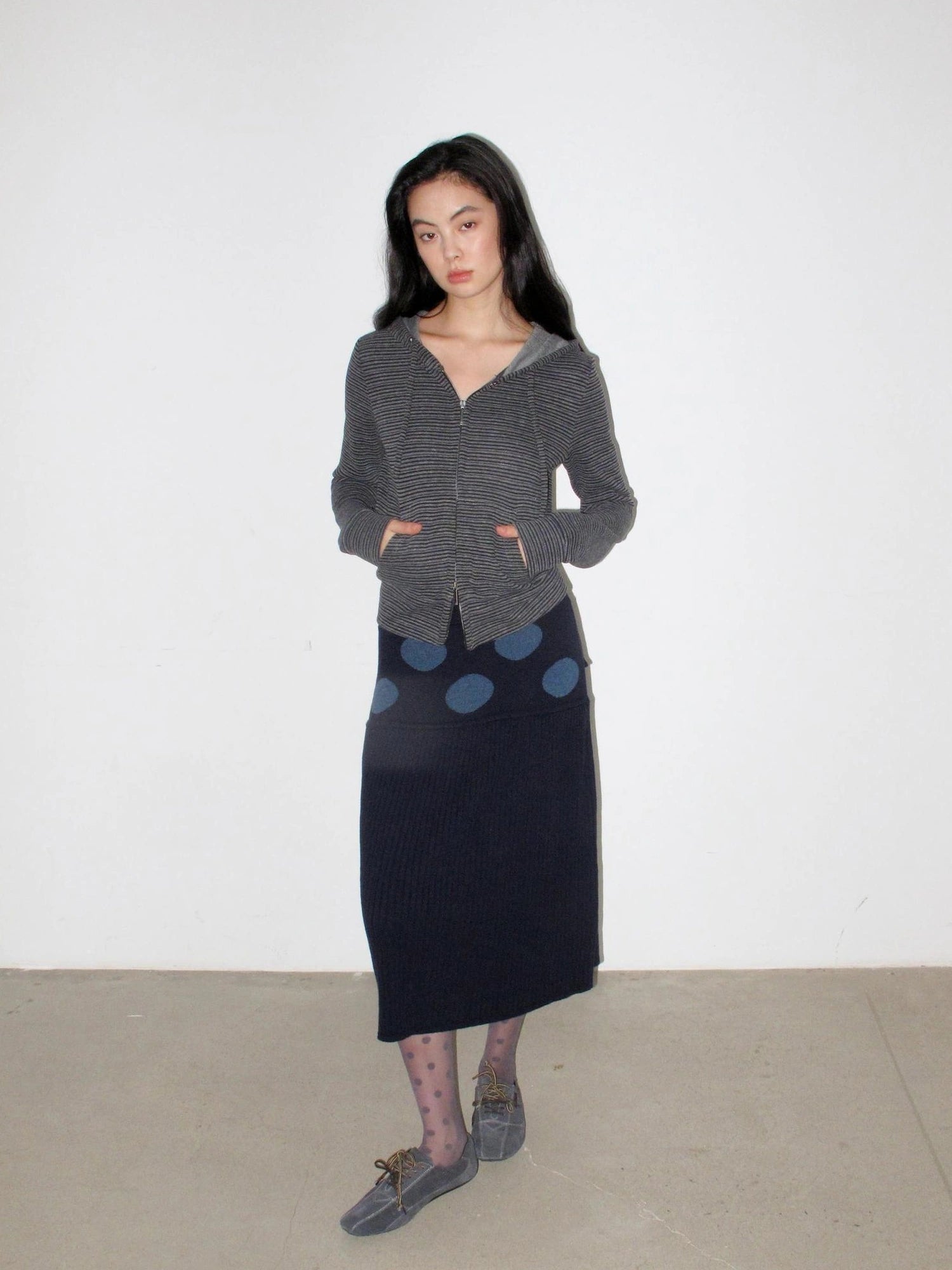 Mito de dar Short Striped Hooded Cardigan