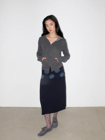 Mito de dar Short Striped Hooded Cardigan